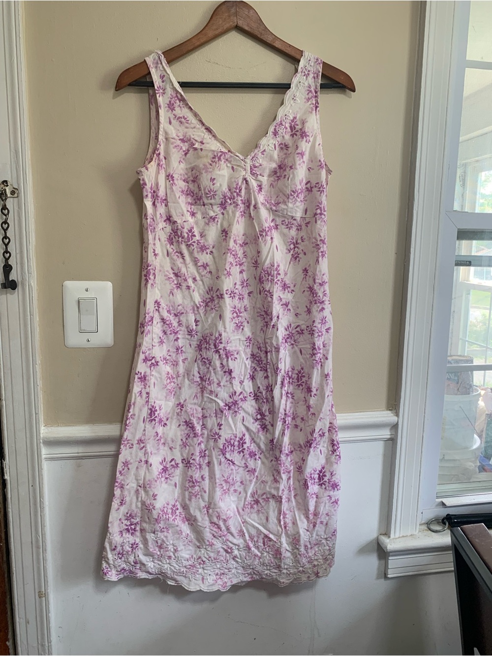 Monsoon Cream Slip Dress with Lavender Floral Print